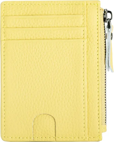 Vista 18 de Cartera delgada para mujeres de piel pequeña con bloqueo RFID, tarjetero minimalista con bolsas para monedas y fundas, Negro, Moderno