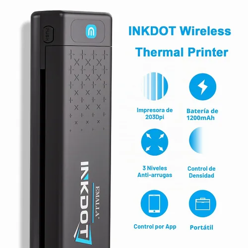 Vista 2 de Emalla INKDOT - Impresora de plantillas de tatuaje, impresora térmica Bluetooth 203DPI de alta resolución, máquina de tatuaje de transferencia