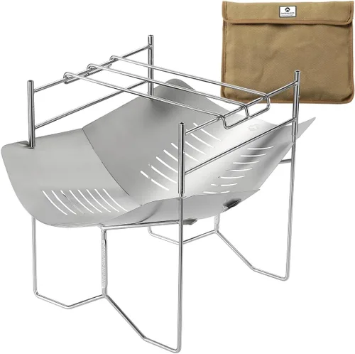 Vista 10 de Campingmoon - Parrilla de fogata para fogata de campamento con rejillas 2 rejillas de cocción