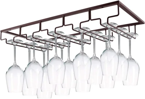 Vista 17 de MOCOUM Estante para copas de vino debajo del gabinete, soporte para copas de vino, soporte de alambre para copas de vino, colgador de almacenamiento