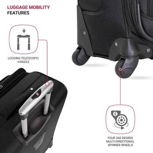 Vista 2 de SwissGear, Negro, 3 Piece Set (212527), Equipaje Sion Softside con ruedas giratorias