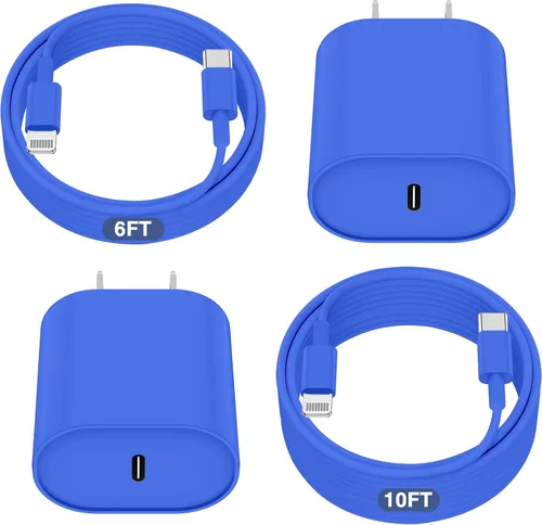 Vista 9 de Essri Cargador Rápido para iPhone 14 13 12 Carga Rápida, Paquete de 2 de 6FT+10FT Cable USB C a Lightning con 20W USB C para Bloque Cargador iPhone