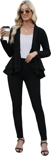 Vista 5 de Salimdy Conjuntos sexys de 2 piezas para mujeres, blazer sólido de manga larga con pantalones, conjuntos de trajes casuales elegantes de negocios