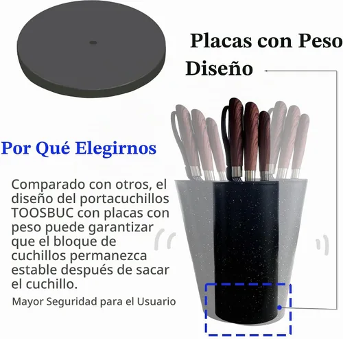 Vista 2 de Bloque universal para cuchillos sin cuchillos para encimera de cocina Puntos de copo de nieve