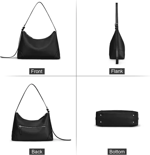 Vista 6 de S-ZONE Monederos de cuero genuino para mujer, bolso de hombro, bolsos de mano, correa ajustable