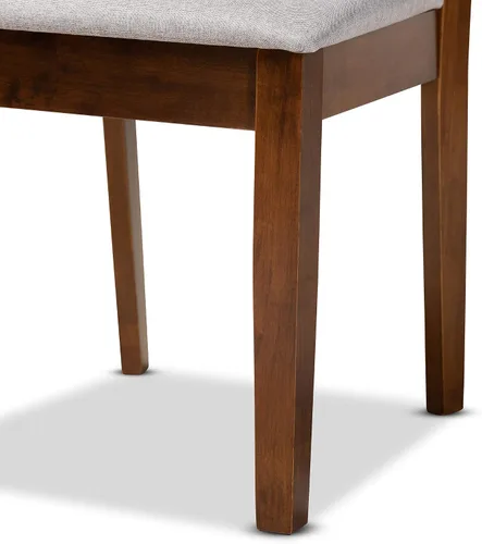 Vista 7 de Baxton Studio Caron - Juego de sillas de comedor (2 piezas, tela gris tapizada con madera con acabado marrón nogal)