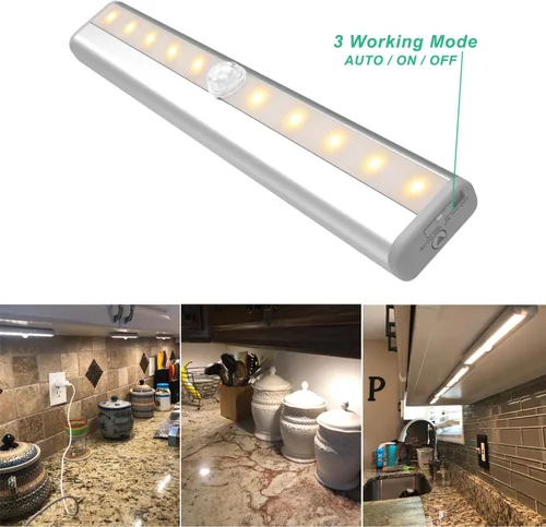 Vista 8 de LDOPTO - Luces para debajo del gabinete inalámbricas, paquete de 4 unidades, luces recargables accionadas a pila con control remoto, luces LED