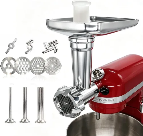 Vista 9 de Accesorio de repuesto para picadora de carne con kit de relleno de salchichas y bandeja de alimentos, compatible con KitchenAid Artisan Series 5