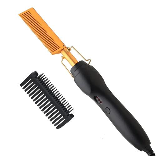 Vista 14 de Peine Eléctrico Caliente Alisador de Cabello Peine de Prensado con Calor Rizador Plancha Plana Cepillo Alisador de Cabello para Negro Natural, Peine