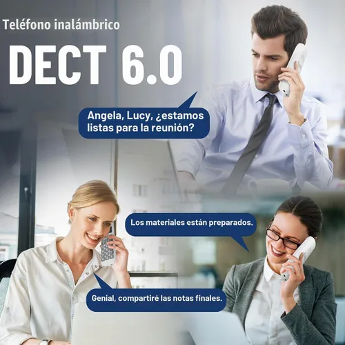Vista 2 de Uvital Teléfono inalámbrico con DECT 6.0, altavoz dúplex completo, pantalla iluminada, identificación de llamada/llamada en espera/bloqueo