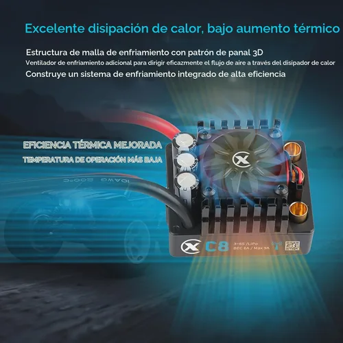 Vista 6 de XC C8 sin sensor ESC sin escobillas para 1/8 RC coche, 3-6S 160A