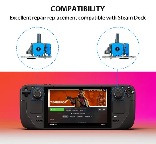 Vista 3 de GuliKit (no drift) Type A Electromagnetic Joystick Module, for Steam Deck Type A Stick (with Tools), Thumbstick Repair Parts, Hall Effect Sensor