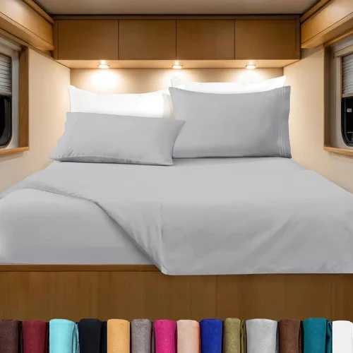 Vista 88 de Elegant Comfort Lujoso juego de sábanas de microfibra de alta calidad 1500 hoteleras bordadas de tres líneas más suaves de 4 piezas, resistente a