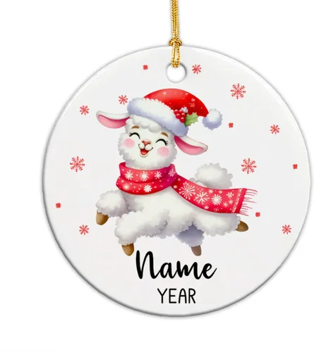 Vista 20 de Adornos de Navidad personalizados de vaca para niños, adornos personalizados de la primera Navidad del bebé de vaca para recién nacido, adorno