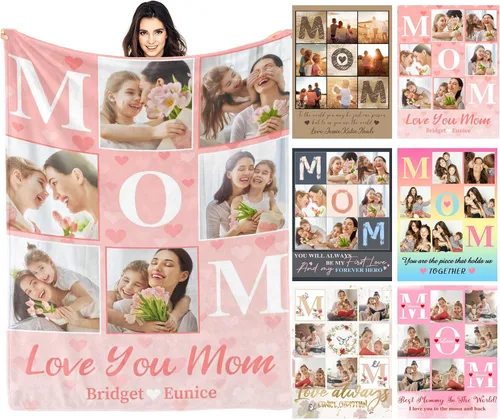 Vista 34 de D-Story Manta personalizada con foto, entrega al día siguiente, hecha en EUA, Manta de collage personalizada, haz una manta personalizada