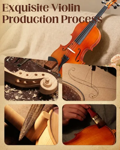 Vista 5 de Ktaxon Violín 4/4 Juego de Tamaño Completo Fiddle, Kit Completo de Violines Acústicos con Tablero Hecho a Mano, Estuche Rígido Ligero de Iniciación