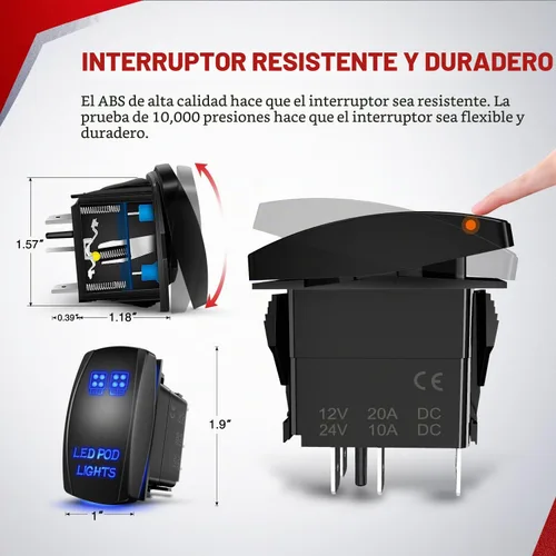 Vista 6 de Nilight - Kit de arnés con cableado para luces LED POD de 16 AWG, barra de luz LED de 12 V, interruptor basculante de 5 pines, láser de encendido