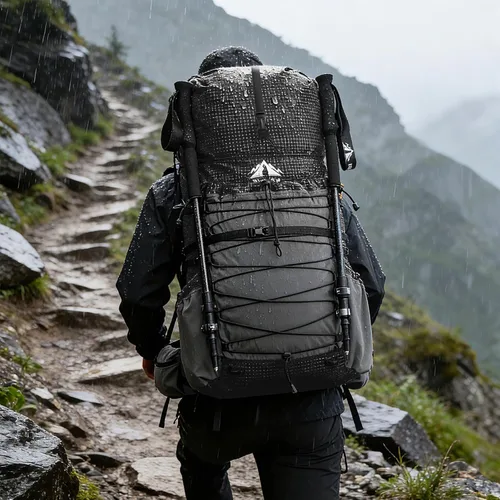 Vista 9 de Night Cat Backpcack de senderismo de marco interno: 50l - 70l Mochila Negro