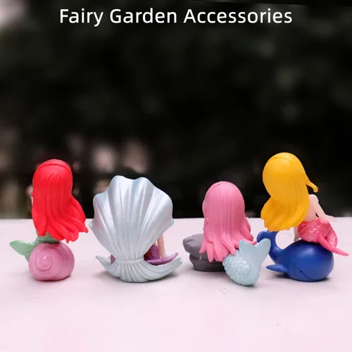 Vista 5 de Figuras de sirena en miniatura, accesorios de jardín de hadas de sirena para manualidades, terrario, decoración de paisaje de musgo en miniatura