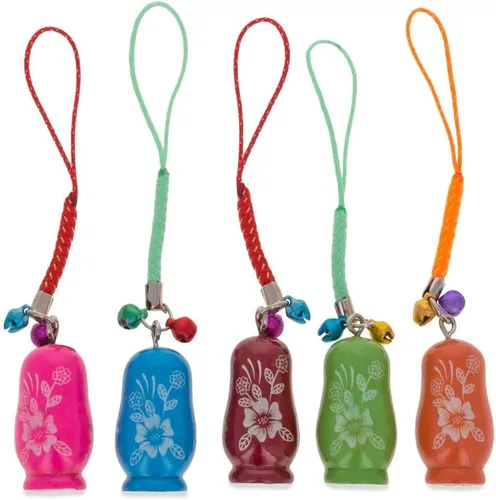 Vista 2 de BestPysanky Juego de 5 muñecos de madera Matryoshka encantos para teléfonos, bolsos, mochilas