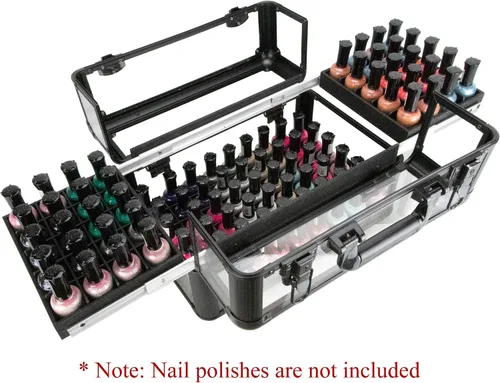 Vista 7 de Ver Beauty Art Craft - Bandeja blindada fácil de deslizar, caja de herramientas de almacenamiento con soporte para base, acrílico negro
