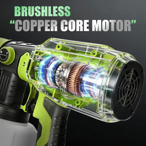 Vista 5 de Pulverizador de pintura inalámbrico para batería Ryobi de 20V, pistola de pintura manual con 3 patrones de pulverización y 4 boquillas, ideal
