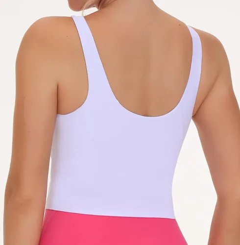 Vista 8 de THE GYM PEOPLE Brasier deportivo sin mangas para mujer, para entrenamiento, correr, yoga, recortado, con relleno extraíble