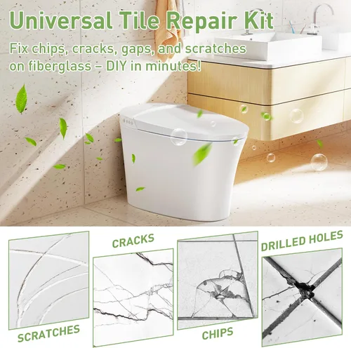 Vista 6 de Kit de reparación superficial PIBEIBUK para bañeras, azulejos, encimeras - Corrige esquirlas, grietas, arañazos, agujeros