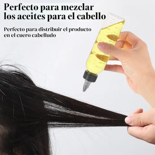 Vista 4 de BESARME Paquete de 2 botellas aplicadoras para aceite para el cabello, botellas de plástico de 4 onzas con escala graduada transparente