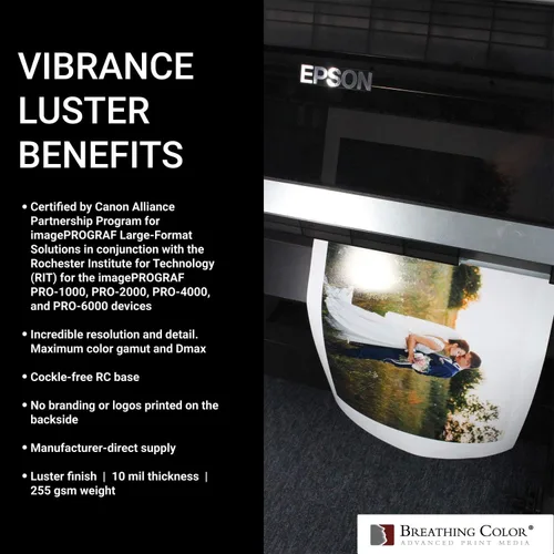 Vista 5 de Vibrance Luster - Papel para impresora fotográfica, 8.99 oz/m², acabado brillante, rollo de papel fotográfico de alta calidad en núcleo de 3
