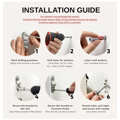 Vista 7 de Anclajes metálicos resistentes para muebles a prueba de bebés 2