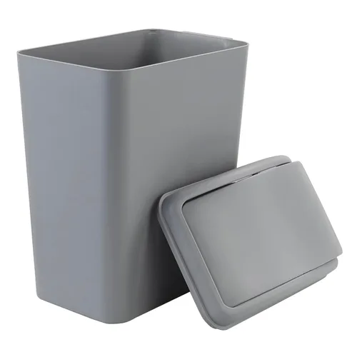 Vista 9 de Cubo de basura de plástico de 4.5 galones, bote de basura con tapa giratoria, color gris