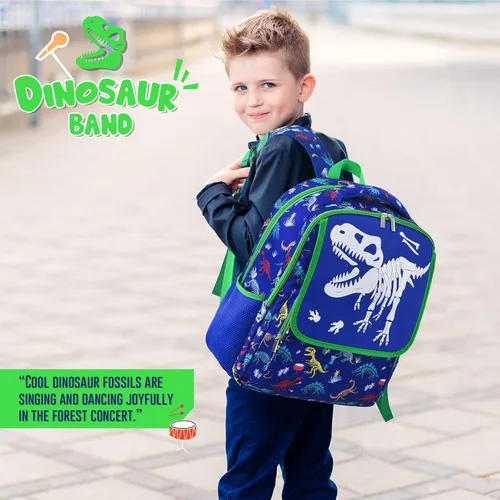Vista 6 de Mochila escolar para niños, preescolar, jardín de infantes, escuela primaria, Azul