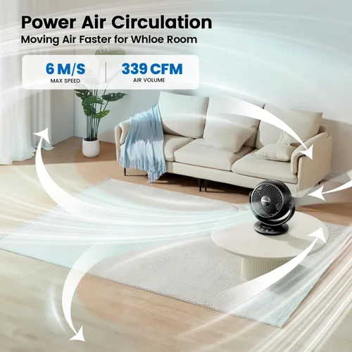 Vista 2 de EasyAcc Ventiladores silenciosos de 12 pulgadas para dormitorio, ventilador de escritorio circulador de aire con control remoto, ventilador de mesa