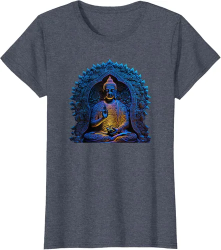 Vista 90 de Estatua de Buda Yoga Budismo Zen Buddhism Meditation T-Shirt Negro