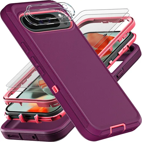 Vista 6 de YKHJKLEC Funda para Google Pixel 10 Pro XL, grado militar 3 en 1, resistente a prueba de golpes, caídas y polvo, con 2 protectores de pantalla
