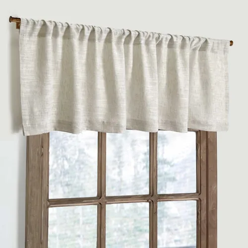Vista 6 de Cenefas de cocina para ventanas, modernas, de lino y algodón, decoración rústica para baño, decoración bohemia (54 x 18 pulgadas, natural)
