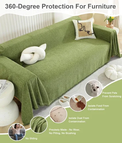 Vista 2 de Beacon Pet Funda de sofá para sofá de 3 asientos, funda para perro, funda de sofá biplaza, en forma de L (330 gsm-verde, 71 x 134 pulgadas)