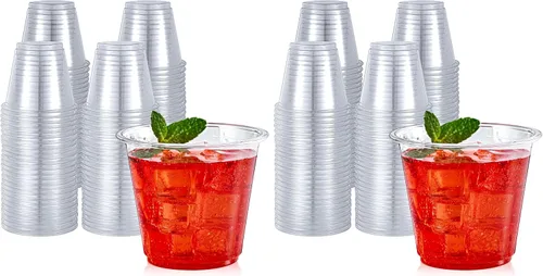 Vista 12 de Turbo Bee Paquete de 100 vasos de plástico transparente de 16 onzas, vasos desechables de plástico de cristal para fiesta para café helado, batido