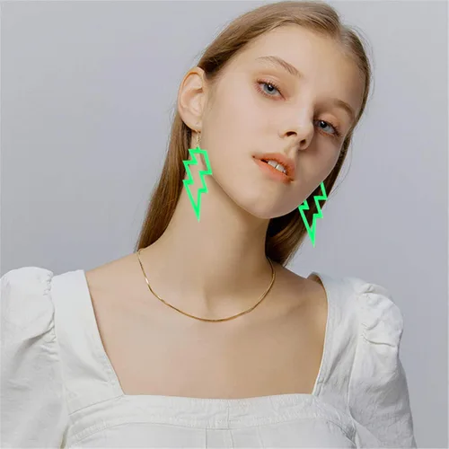 Vista 5 de 3 pares de aretes colgantes de neón fluorescentes retro de los años 80 para disfraz de neón para mujer