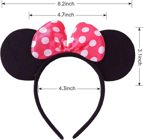 Vista 9 de Tutú de lunares con diadema de orejas de ratón para niñas, disfraz de Halloween, accesorios de disfraces de cumpleaños