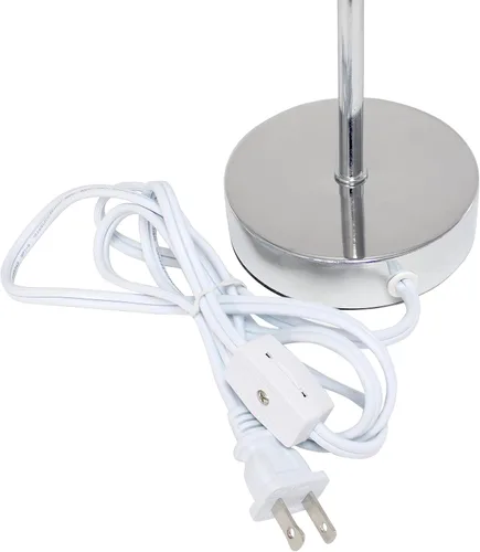 Vista 4 de Simple Designs LT2007-HPK-LB Lámpara de mesa básica cromada para sala de estar, mesita de noche, escritorio, encimera, rosa intenso, con bombilla