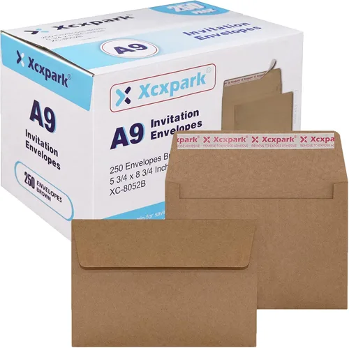 Vista 11 de Xxcxpark 100 unidades de sobres de invitación imprimibles A6 4.75x6.5 pulgadas, sobres autoadhesivos de 120GSM de papel kraft marrón