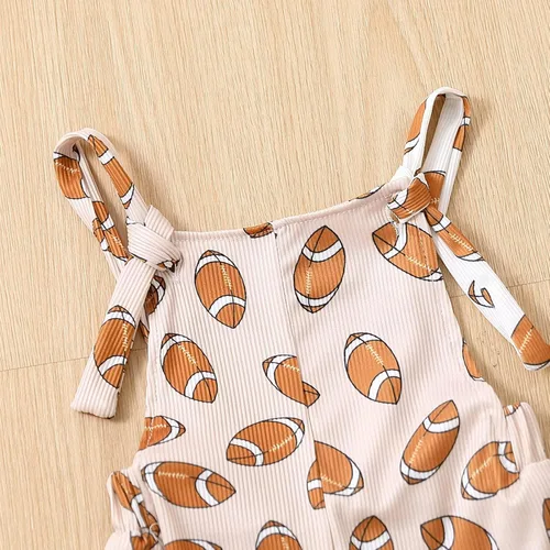 Vista 2 de Lamuusaa Traje de fútbol para niña pequeña, sin mangas, con tirantes, overoles acampanados, talla 6M-4T
