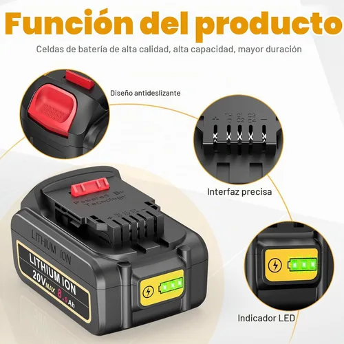 Vista 4 de ARyee Paquete de 4 baterías de repuesto de 20 V 8.0 Ah para Dewalt de 20 V compatibles con 20 V MAX DCB200 DCB201 DCB203, DCB204 DCB205 DCB206