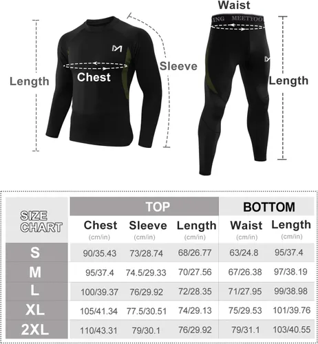 Vista 6 de MEETYOO mens Thermal Underwear for Men,men's Base Layer,2 Sets Long Johns Lined With Hunting Gear