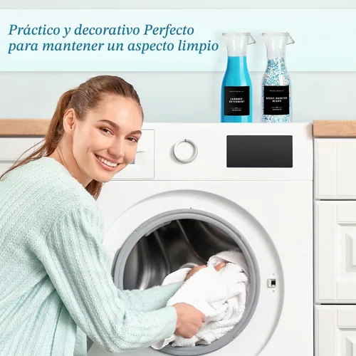 Vista 2 de Botella Dispensadora de Detergente para Ropa de 20 oz con Etiqueta Impermeable para Detergente de Ropa, Jabón, Suavizante de Telas, Blanqueador