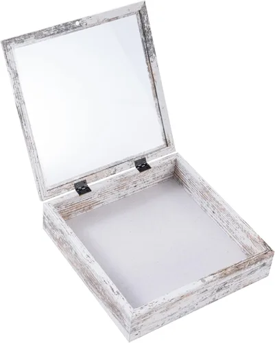Vista 8 de Muzilife Marco de Fotos Caja de Sombra de 11 x 11 pulgadas - Vitrina Cuadrada de Madera y Vidrio con Interior Profundo de 2.16 pulgadas, Lista