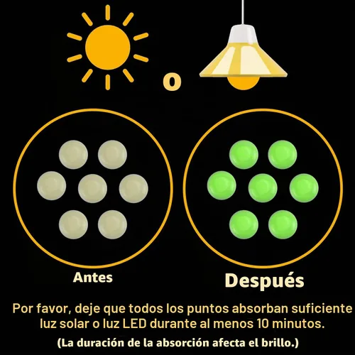 Vista 3 de 202 calcomanías de puntos abovedados que brillan en la oscuridad, calcomanías luminosas de pared para techo, diferentes tamaños, fluorescentes