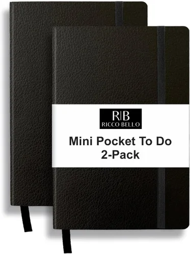 Vista 14 de RICCO BELLO - Cuaderno de lomo pegado con marcador Sin fecha, piel sintética, soporte para bolígrafo, planificador de productividad